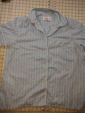 Women's Courtney Cole Blue and White Striped Pajama Top